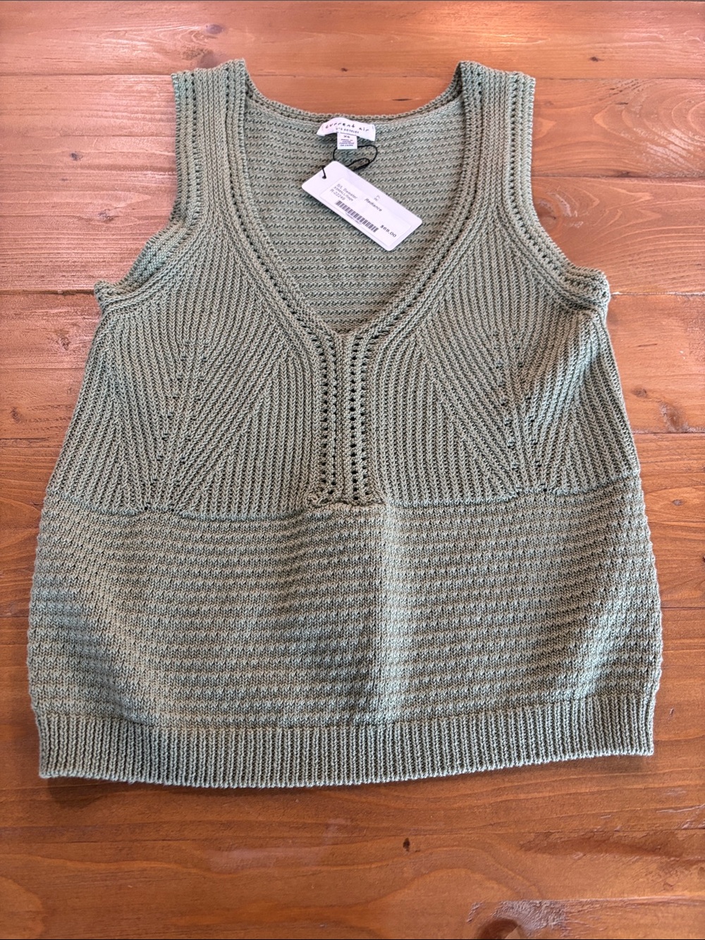 Current Air Sage Green Knit V-Neck Tank Top
